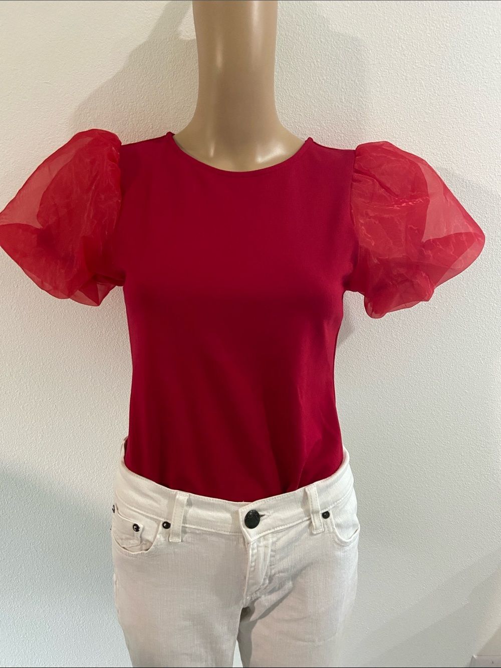 GB girls Red Puff Sleeve Tee sz XL NWT